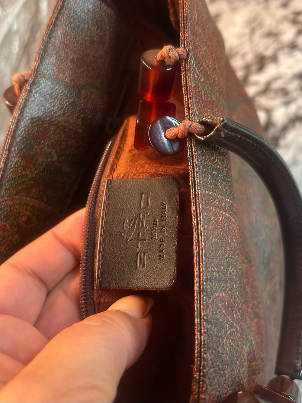 Etro Ultra Rare Tortoise Chain Paisley-Print Tote like New!